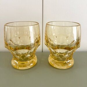 MCM Cambridge Yellow Georgian Thumbprint Honeycomb Juice Tumblers Glasses